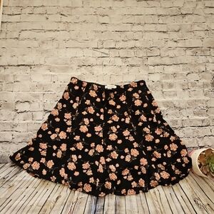 American Eagle Black Floral Black Skirt Xs